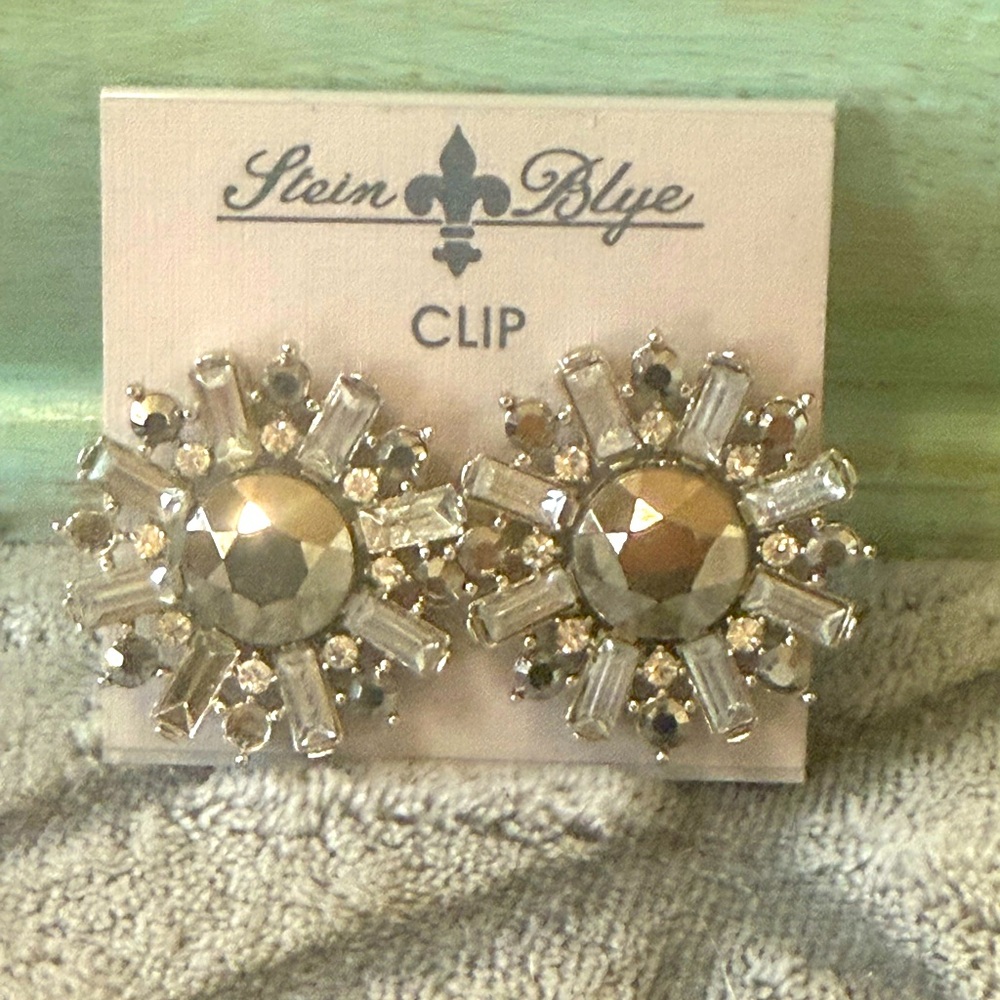 🌸 4 for $10 NWT Stein Blye  Clip Earrings With Brilliant Crystals